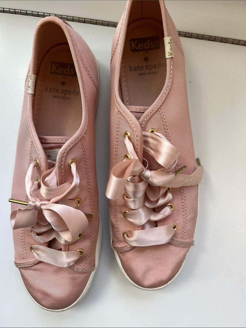 Keds x kate spade Blush Pink Satin-Lace Sneakers